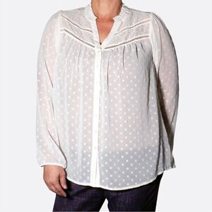 Torrid Romantic Cream Eyelet Clip Dot Chiffon Lace Blouse NWT Victorian Plus 2X